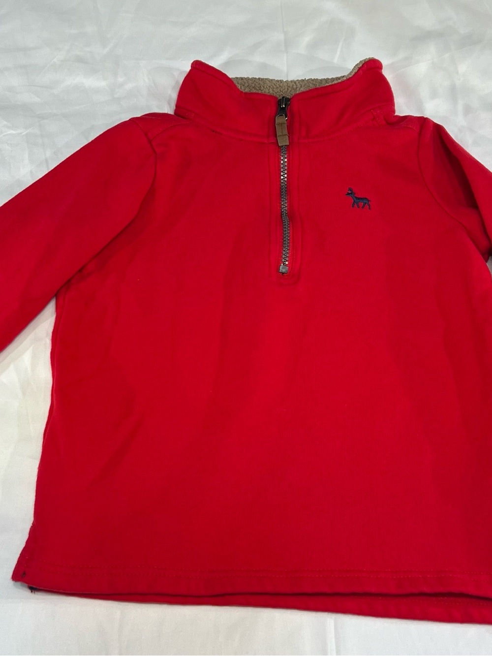 Carter's Red Sherpa-Lined Quarter Zip Pullover with Navy Logo